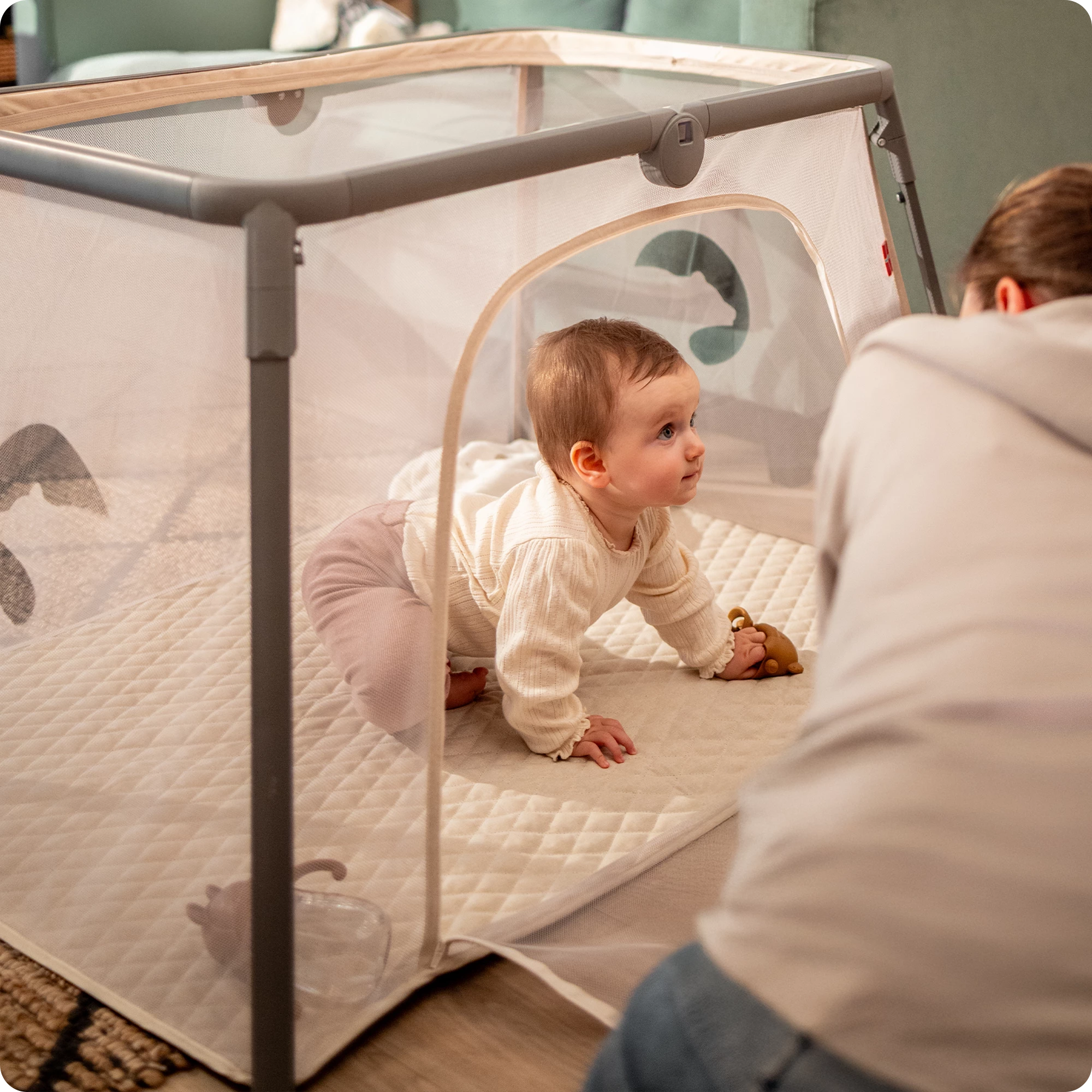 5Łóżeczko turystyczne 2w1 Bleke Unique Szare