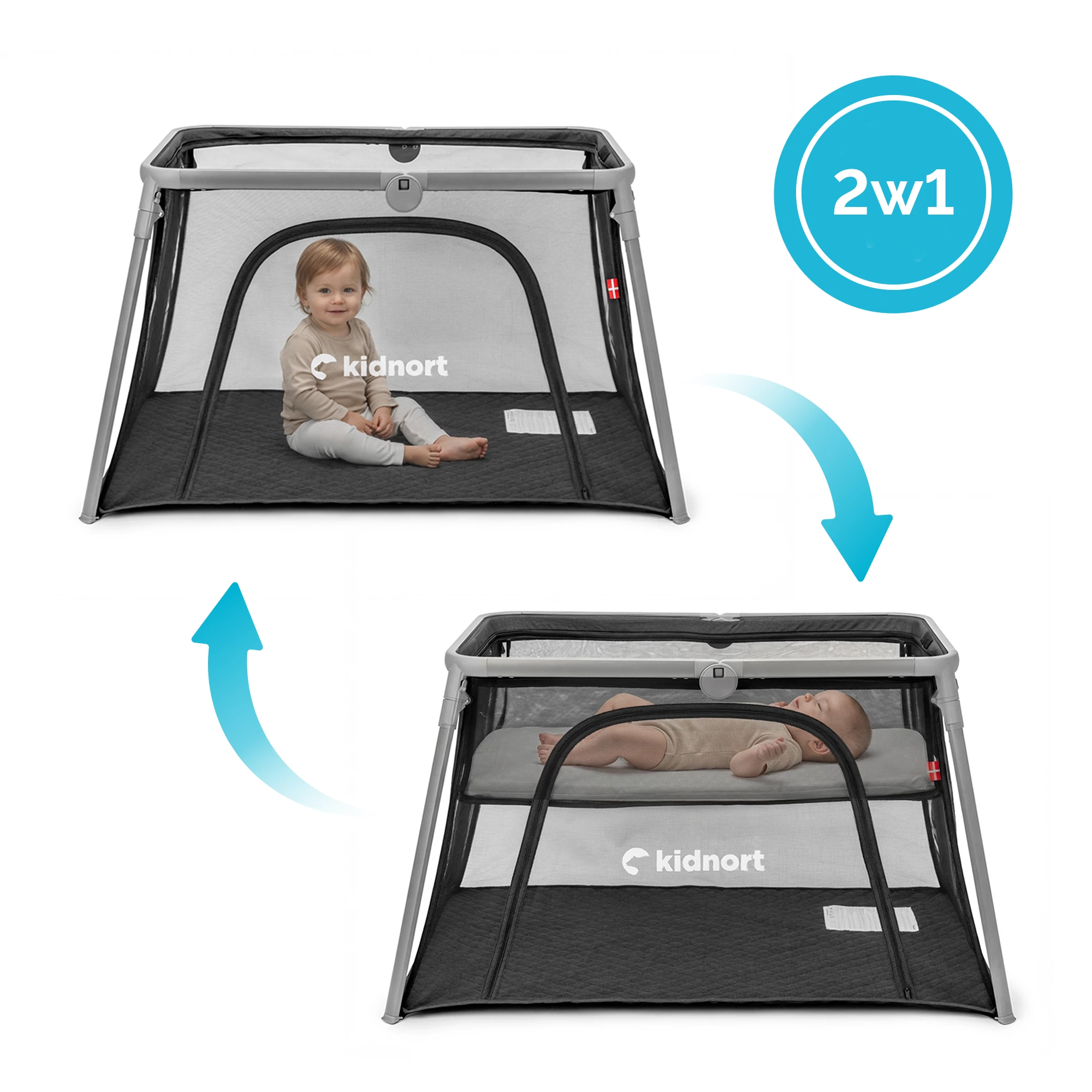 4Łóżeczko turystyczne 2w1 Bleke Unique Czarne