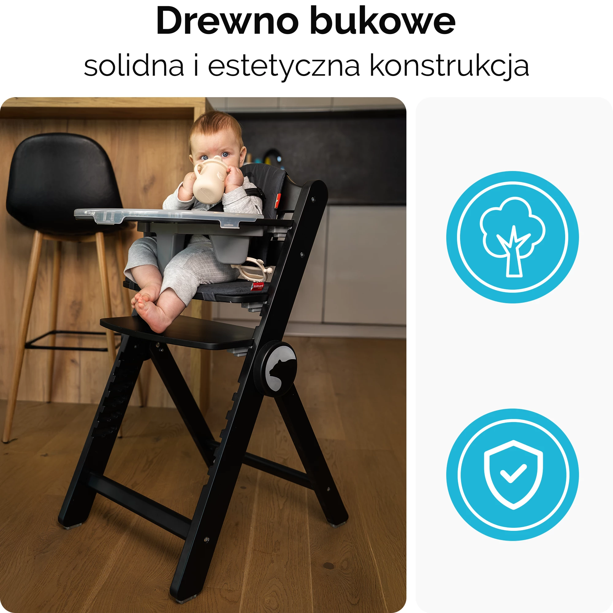 1Krzesełko do karmienia Drömmer Unique czarne