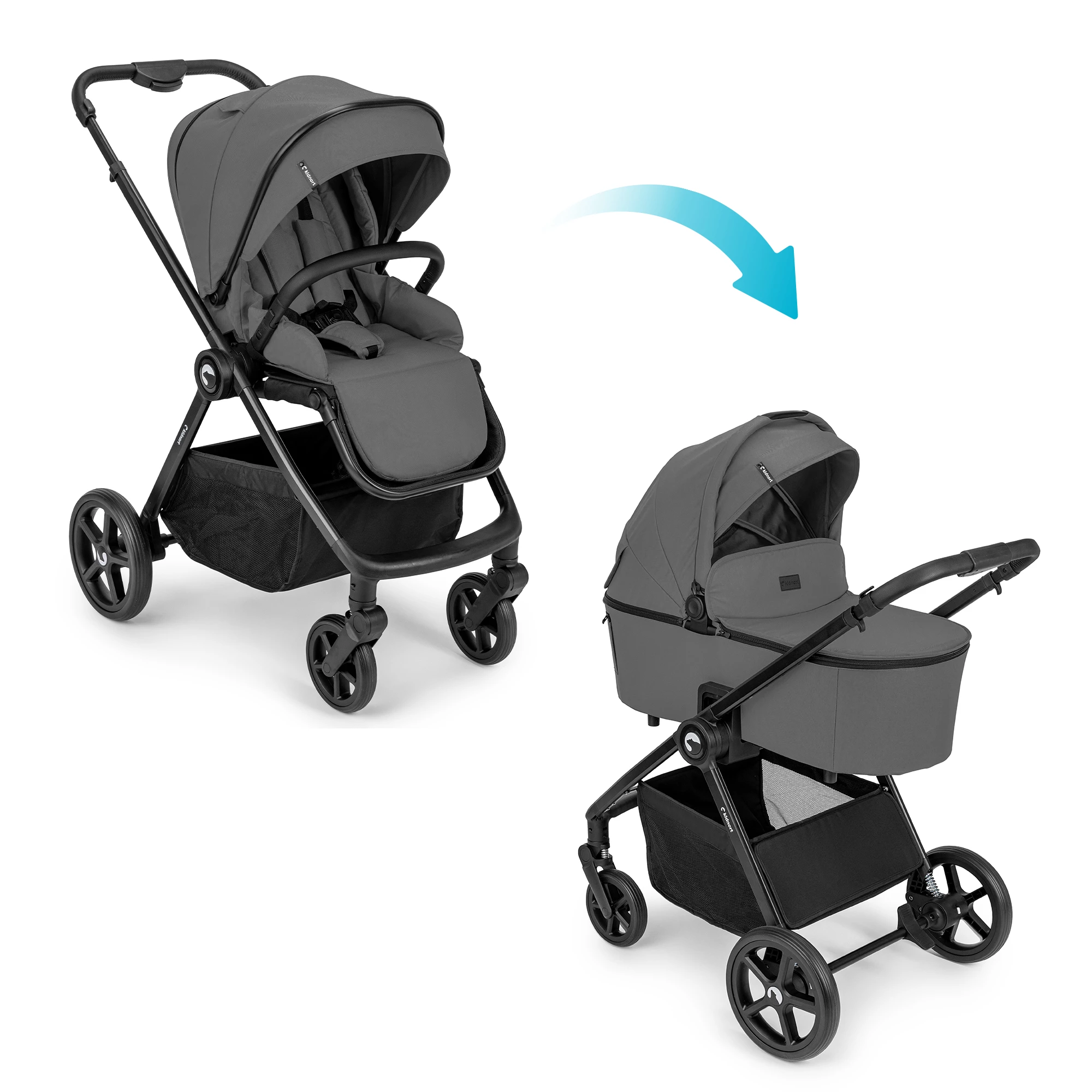 2Wózek wielofunkcyjny Älskar 2w1 spacerówka + gondola szara