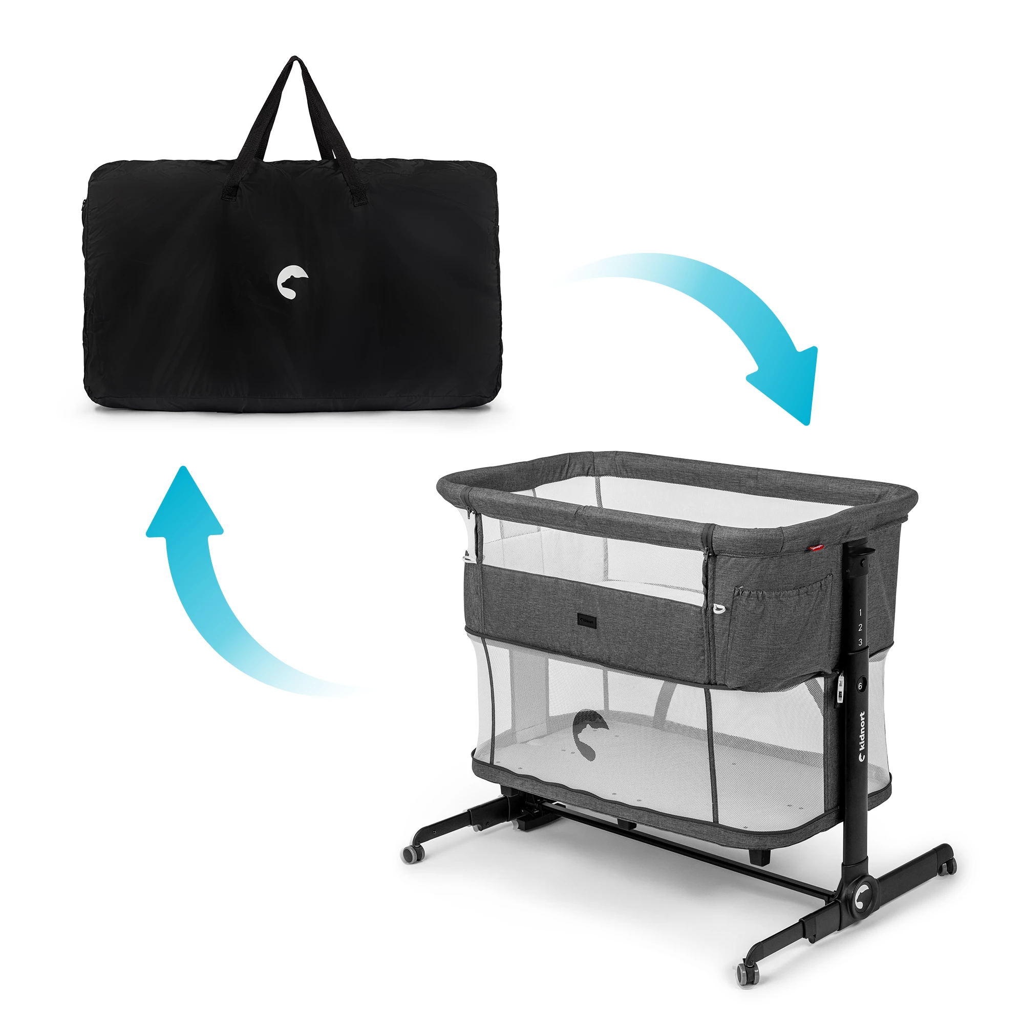 13Łóżeczko wielofunkcyjne, dostawne, 3w1 Snäckskal Unique Czarne