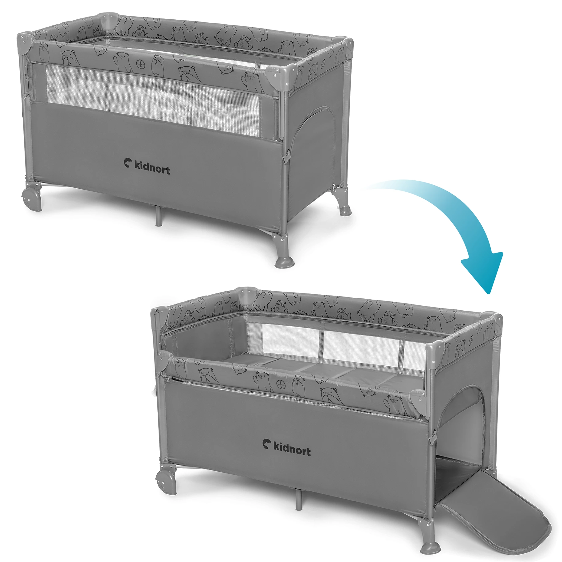 6Łóżeczko turystyczne Näste jasnoszare