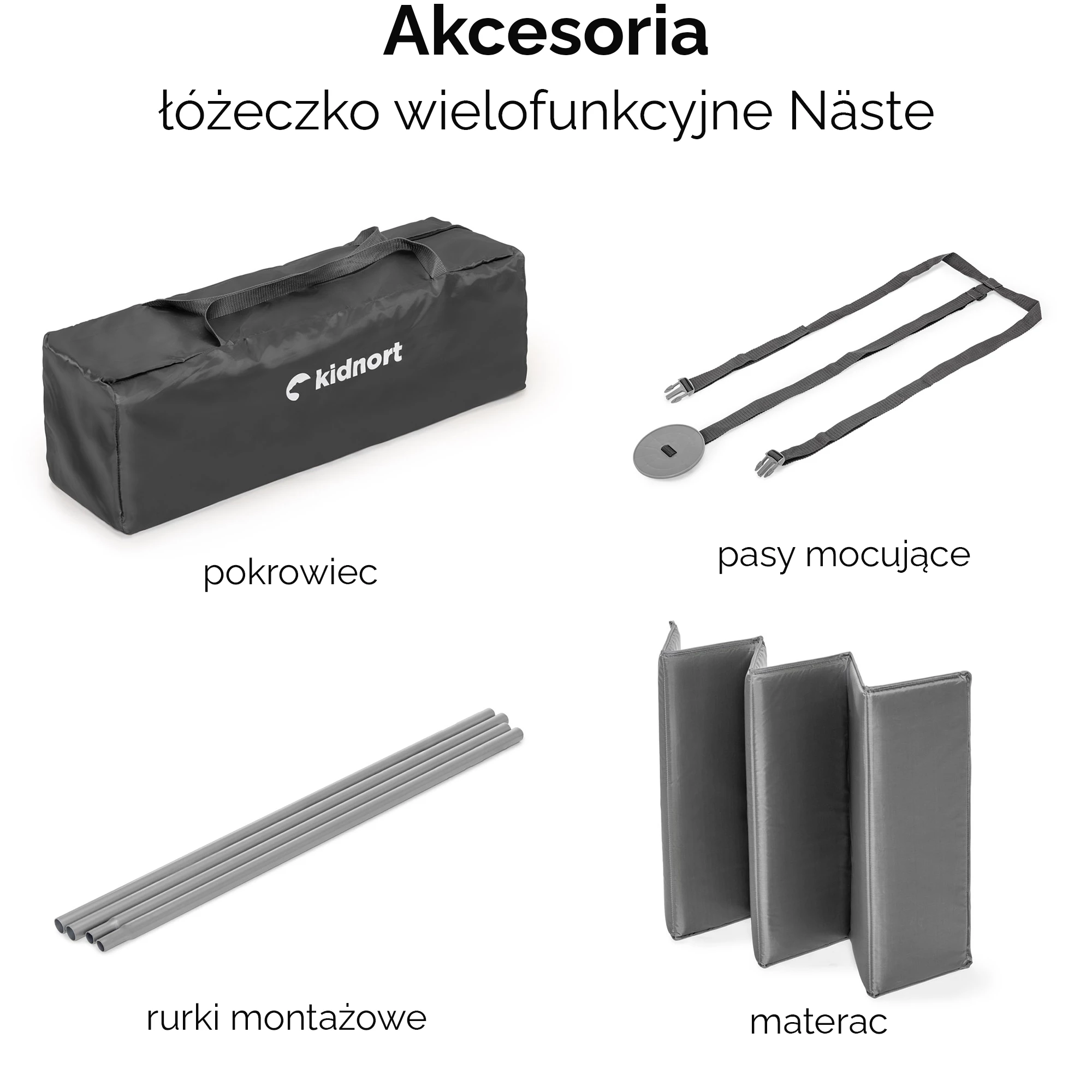 10Łóżeczko turystyczne Näste jasnoszare