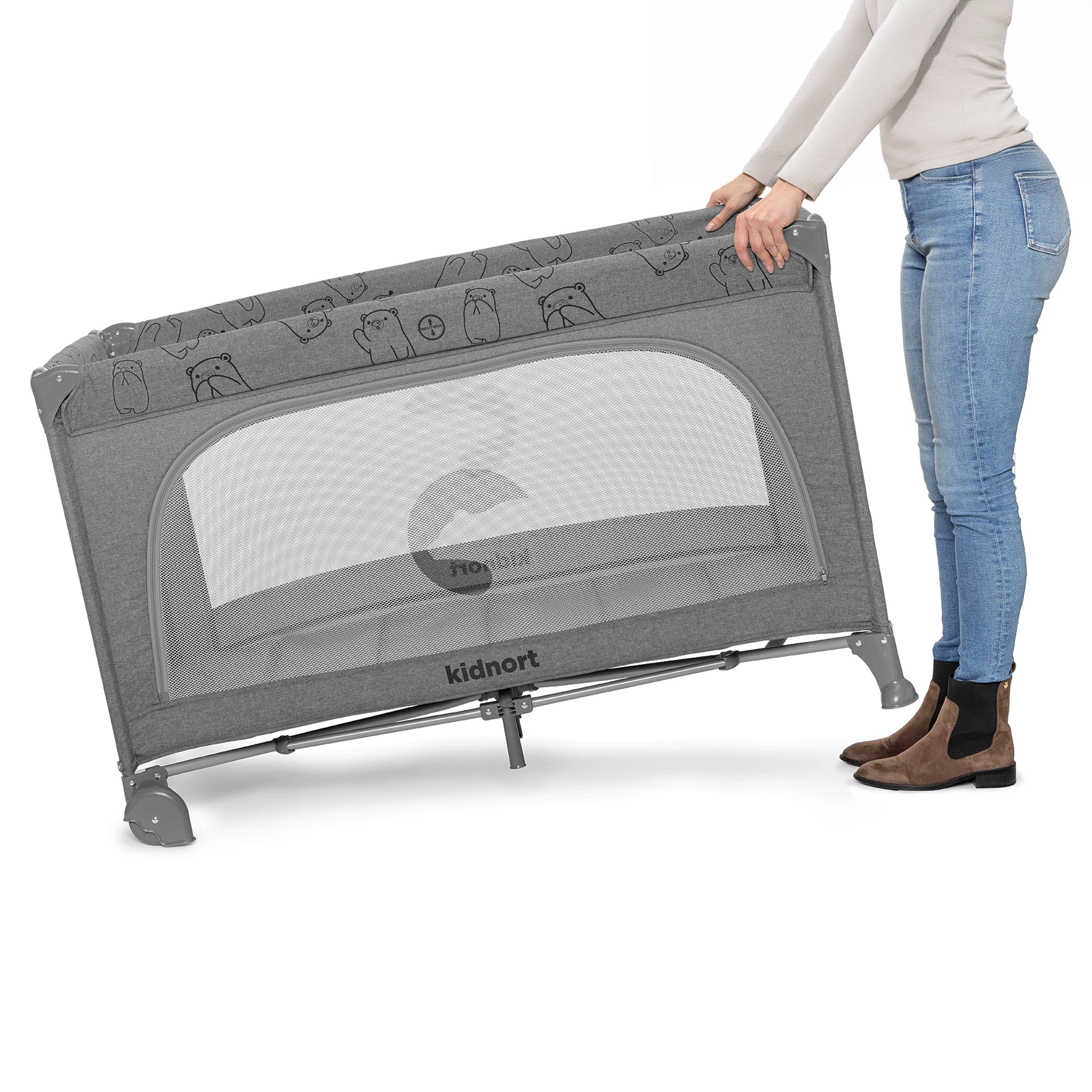 3Łóżeczko turystyczne Ihålig jasnoszare