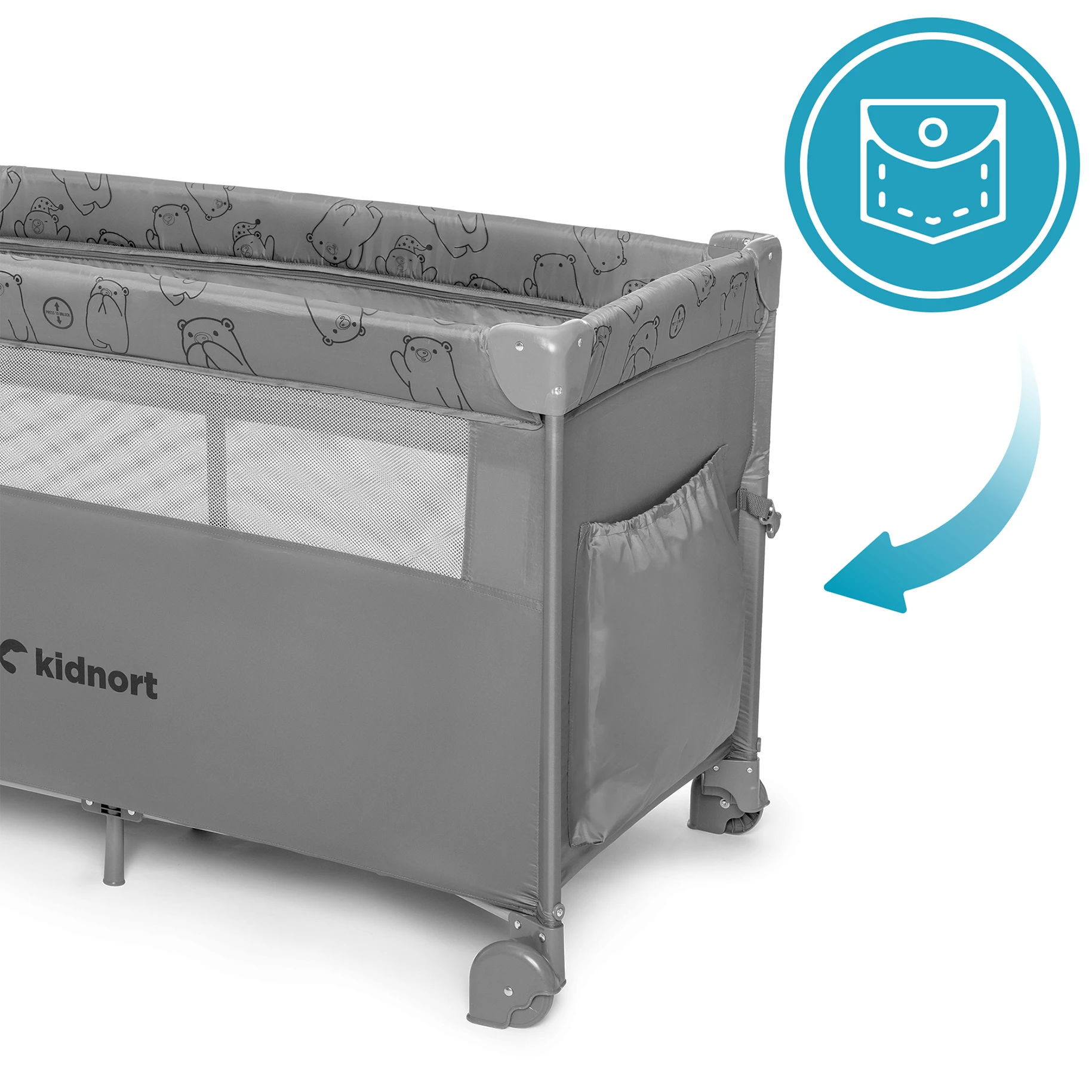 4Łóżeczko turystyczne Näste jasnoszare