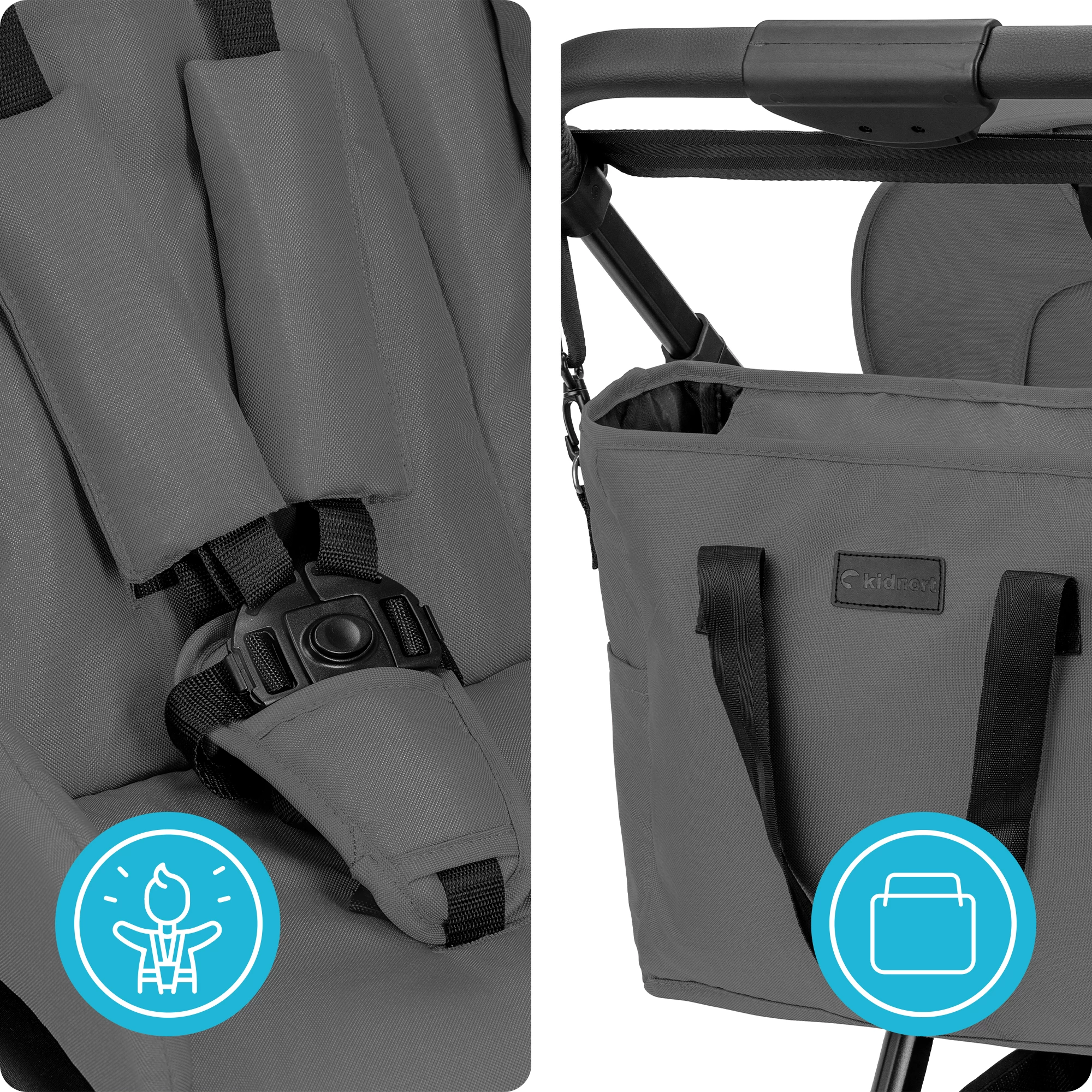 8Wózek wielofunkcyjny Älskar 2w1 spacerówka + gondola szara