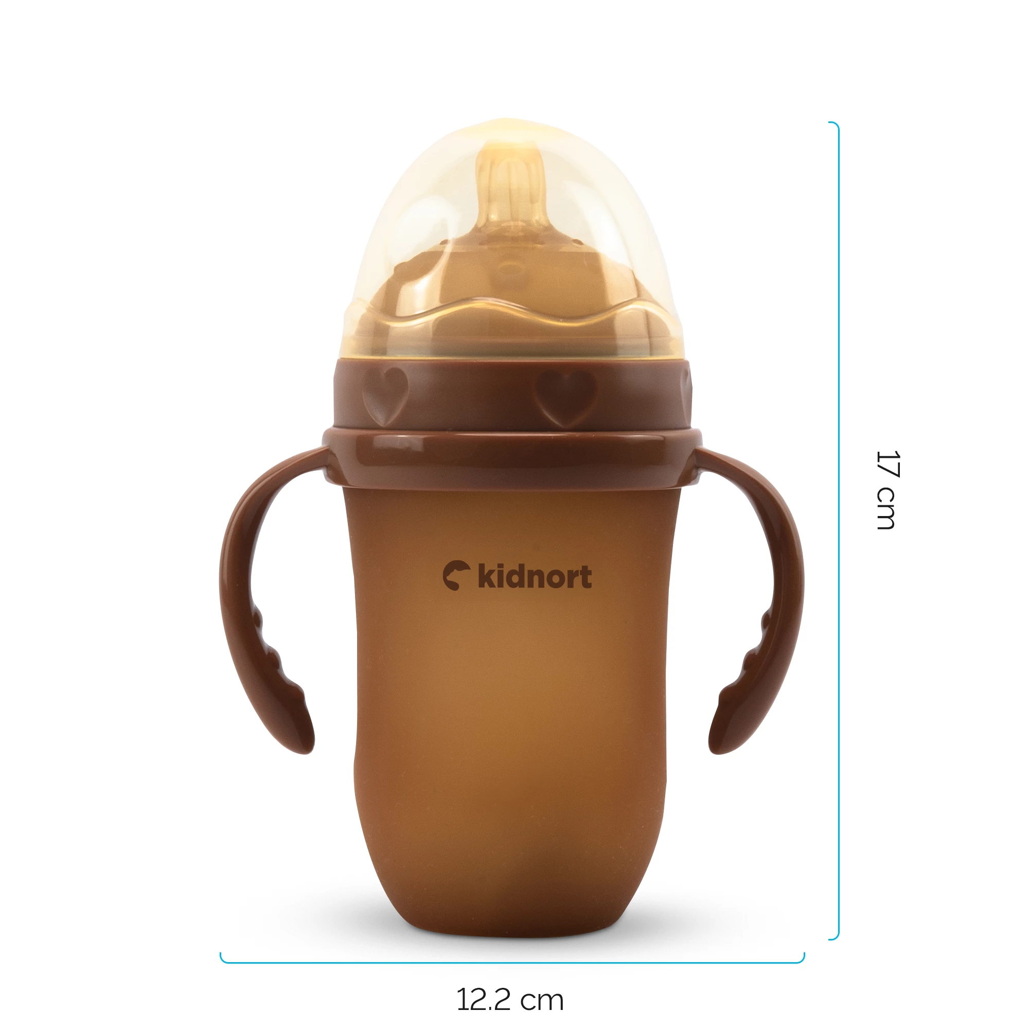 4Silikonowa butelka do karmienia Eple 250ml brązowa, od 6M+