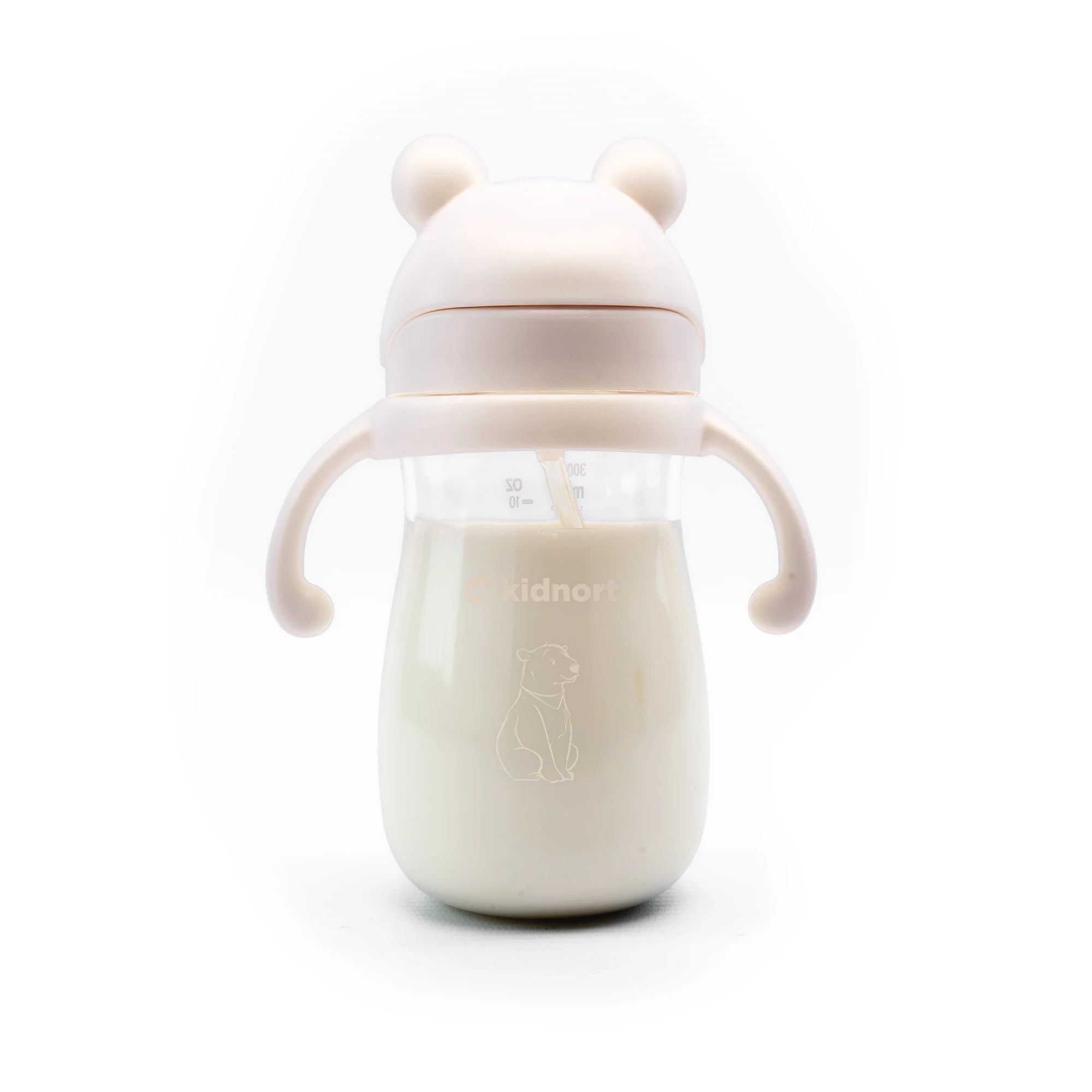 Bidon ze słomką 300ml Bringebaer różowa, od 6M+