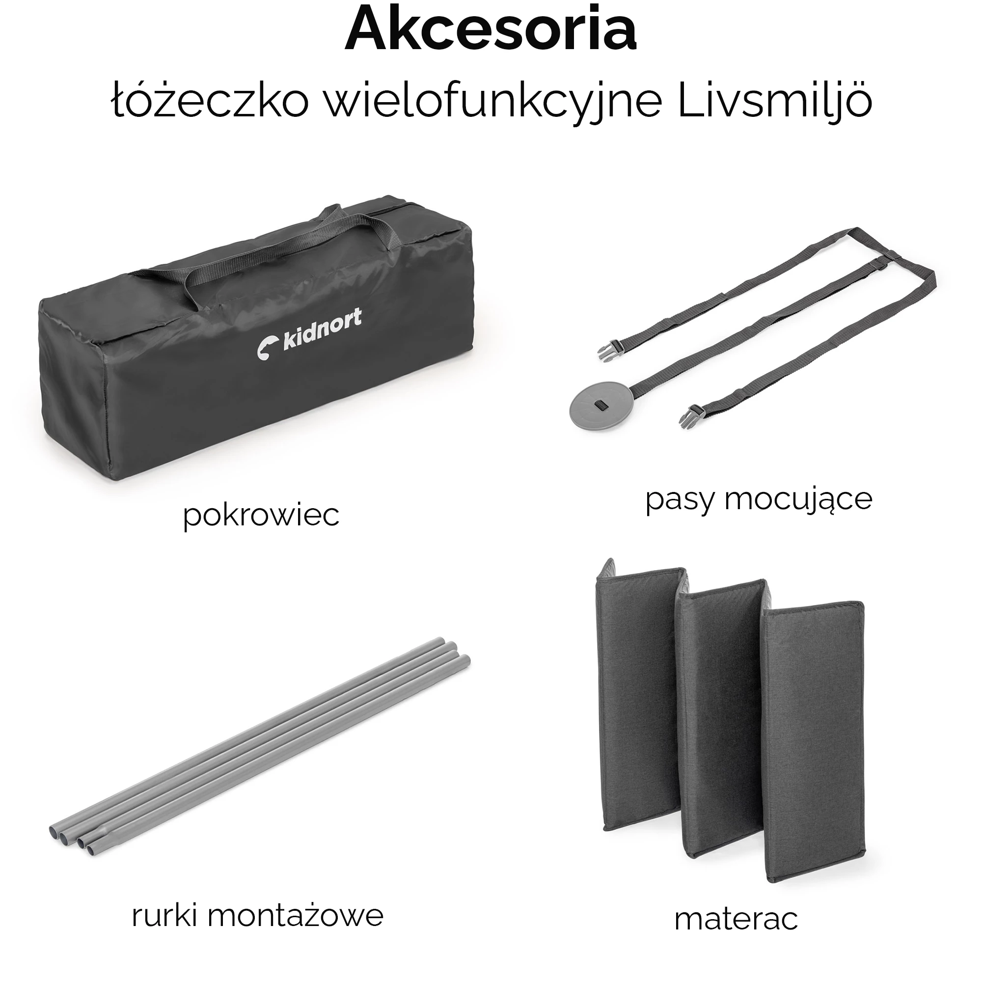 11Łóżeczko turystyczne Livsmiljö jasnoszare