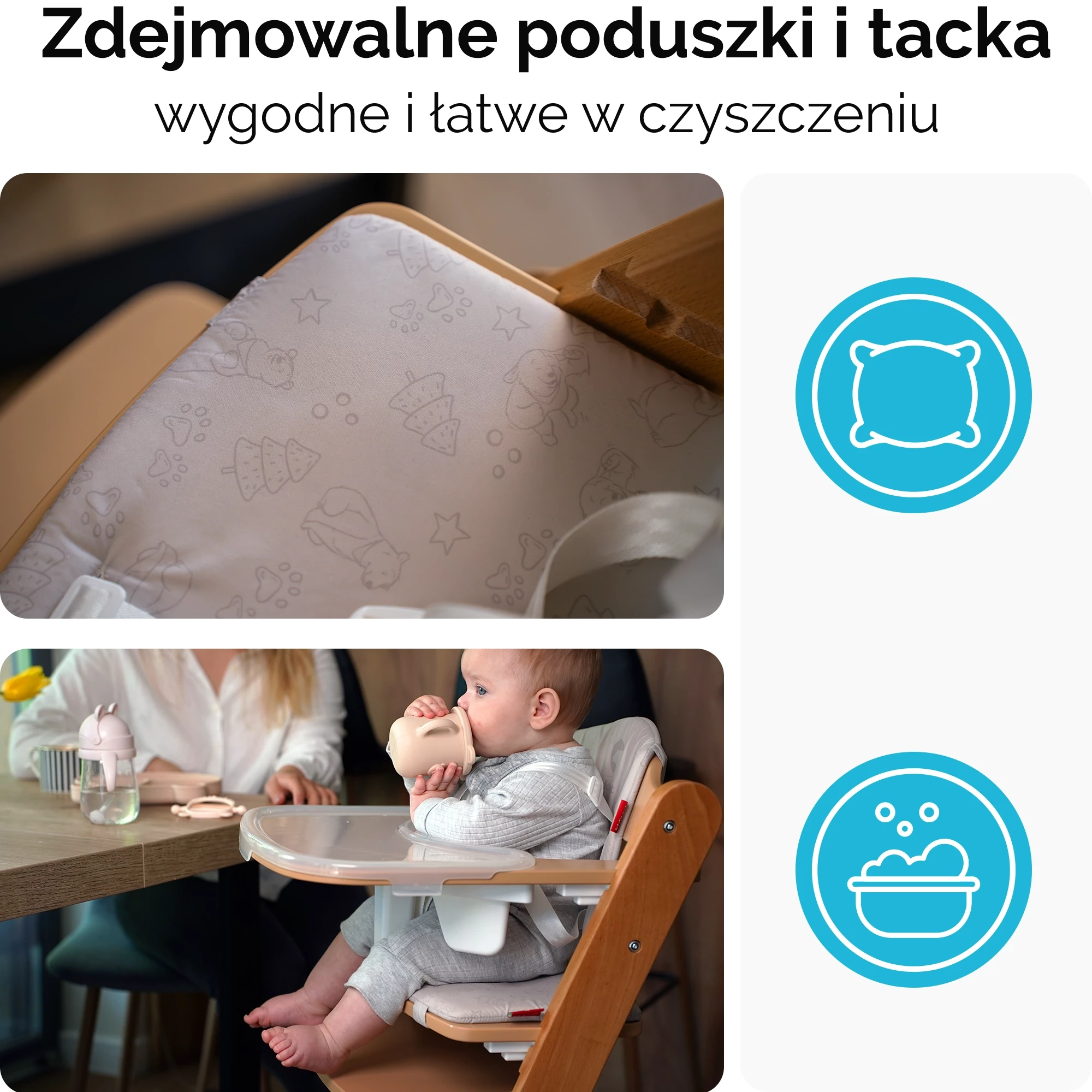 7Krzesełko do karmienia Drömmer Unique Cloud Grey - Szary