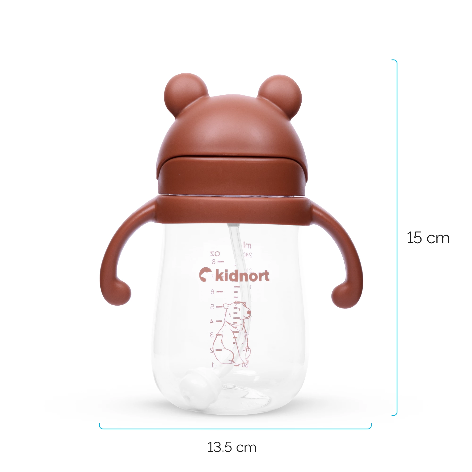 4Bidon ze słomką 240ml Bringebaer brązowa, od 6M+