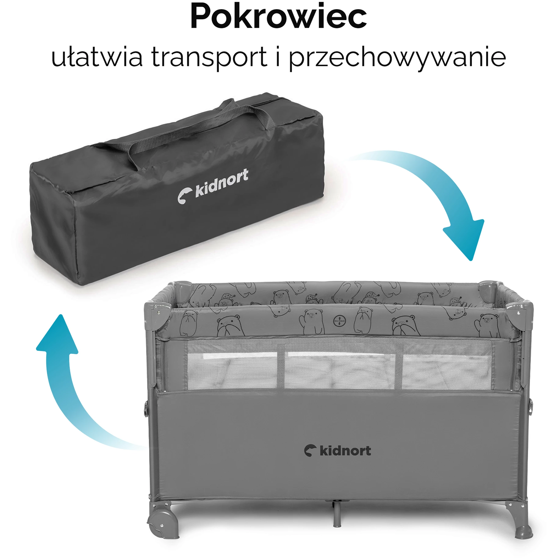 2Łóżeczko turystyczne Näste jasnoszare