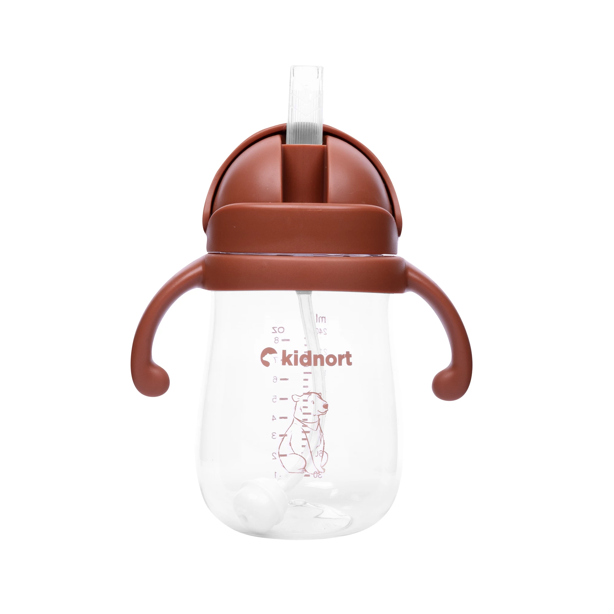 2Bidon ze słomką 240ml Bringebaer brązowa, od 6M+