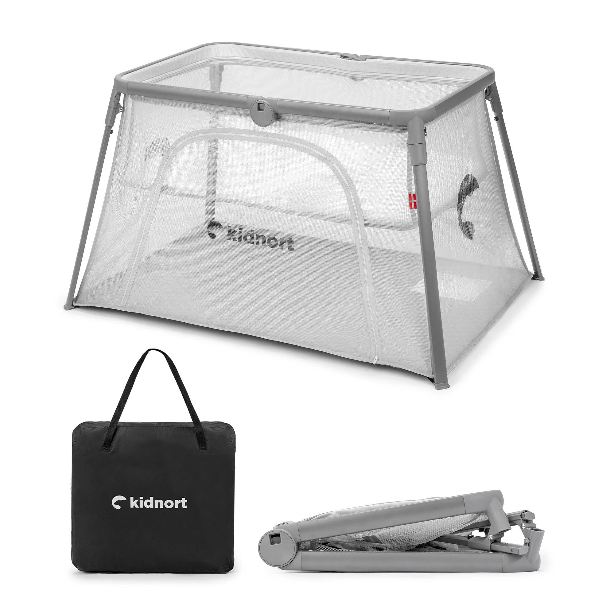 0Łóżeczko turystyczne 2w1 Bleke Unique Szare