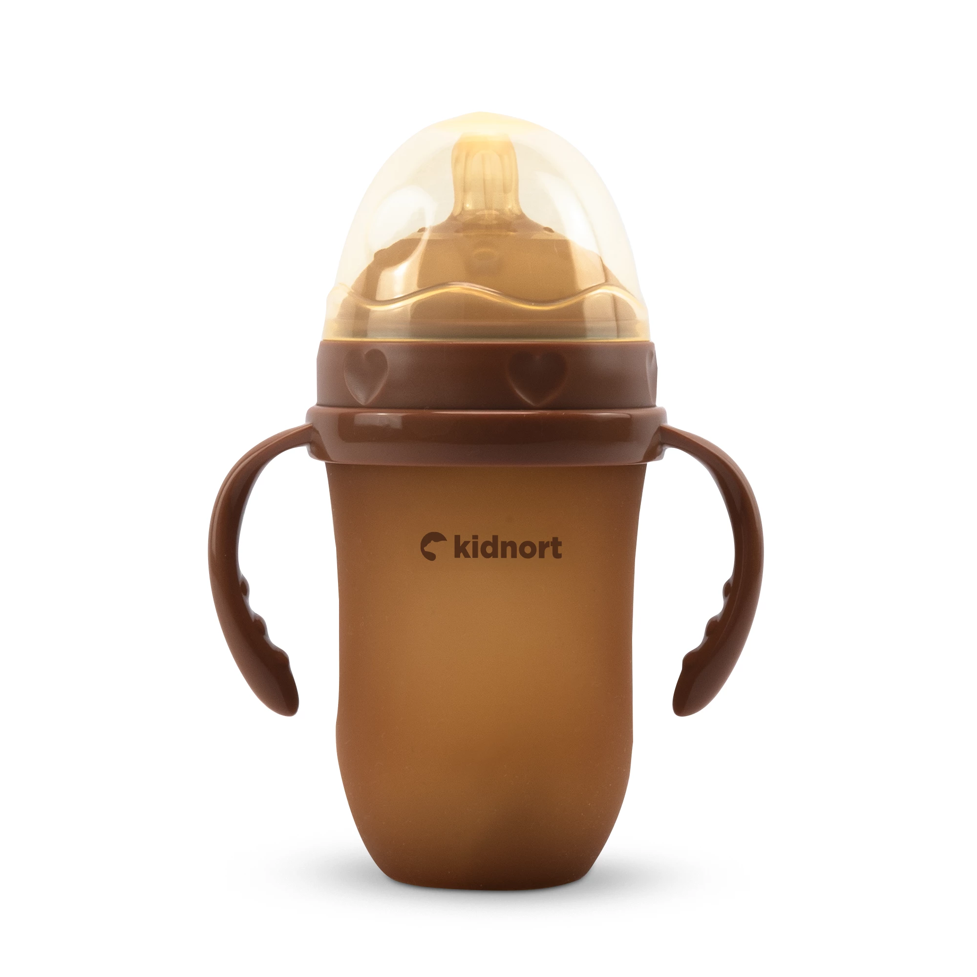 0Silikonowa butelka do karmienia Eple 250ml brązowa, od 6M+