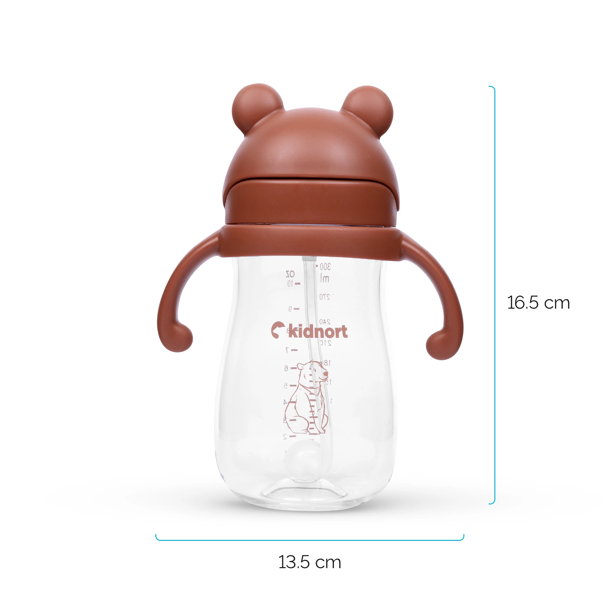 4Bidon ze słomką 300ml Bringebaer brązowa, od 6M+