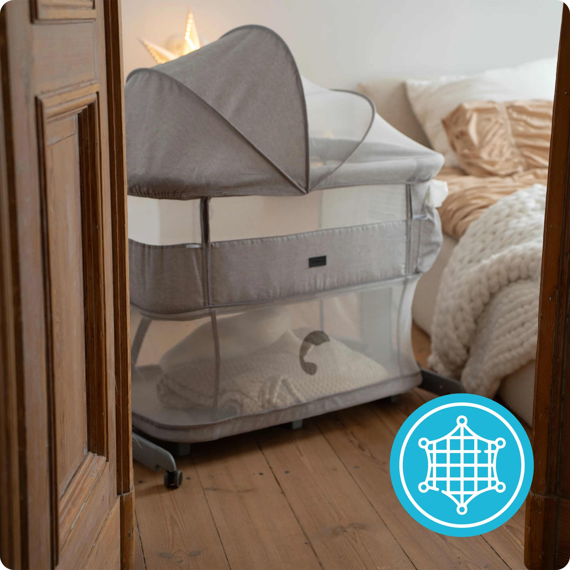 6Łóżeczko wielofunkcyjne, dostawne, 3w1 Snäckskal Unique Szare