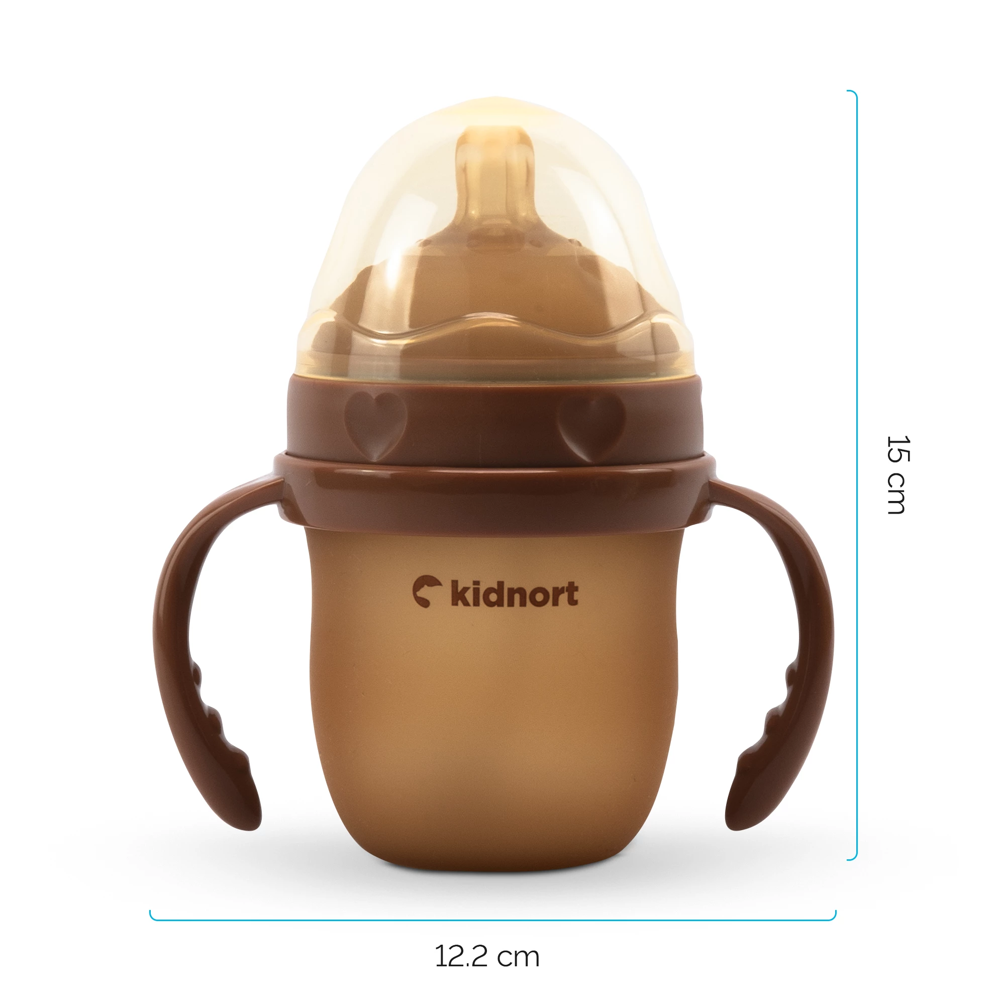 4Silikonowa butelka do karmienia Eple 150ml brązowa, od 0 do 3M+