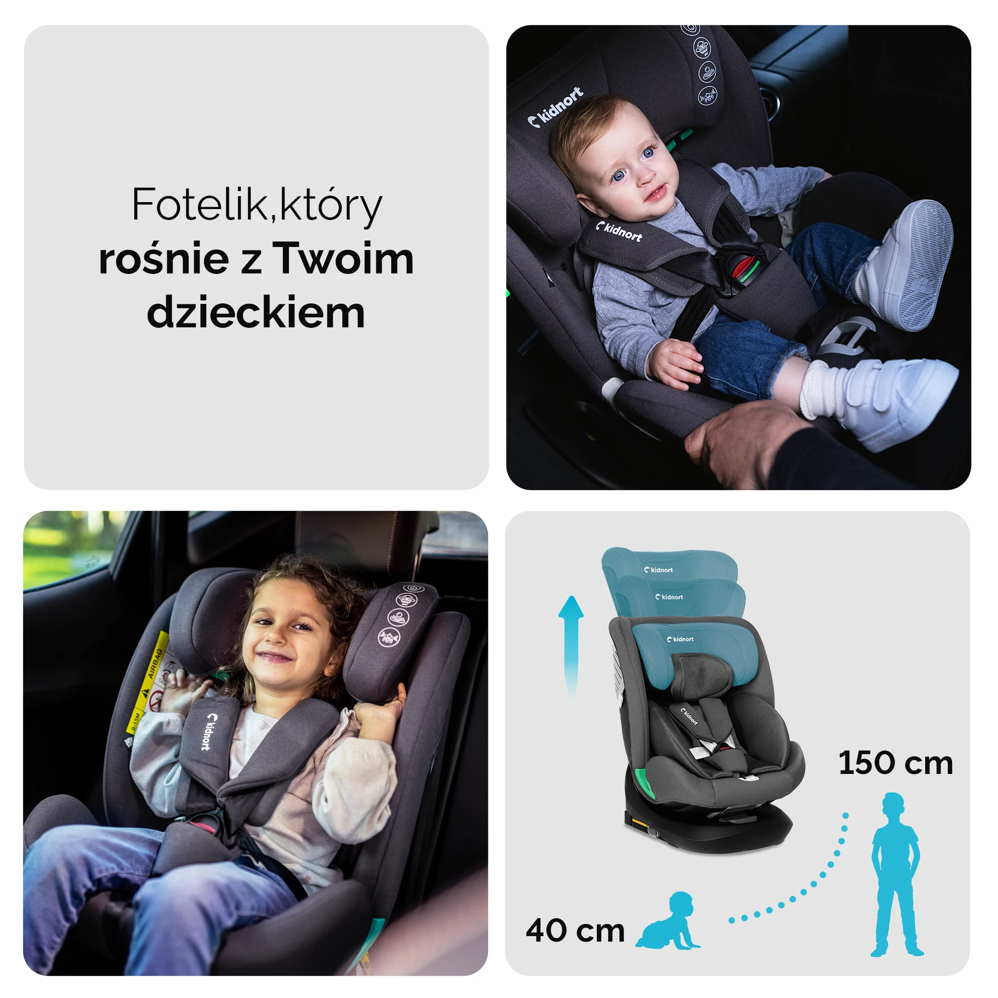 4Fotelik samochodowy Top Tether Rådjur 40-150 cm i-Size Niebieski