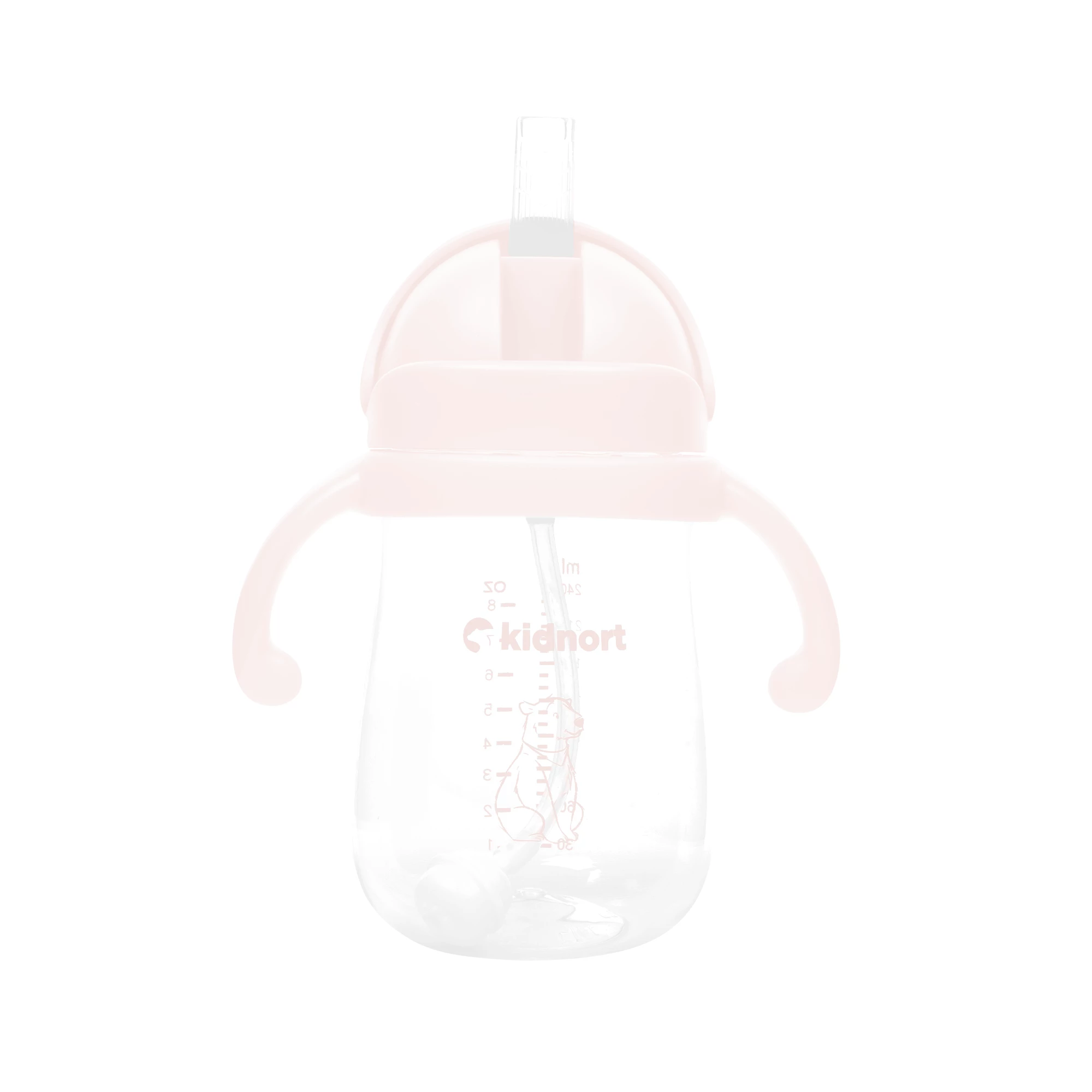 2Bidon ze słomką 240ml Bringebaer różowa, od 6M+
