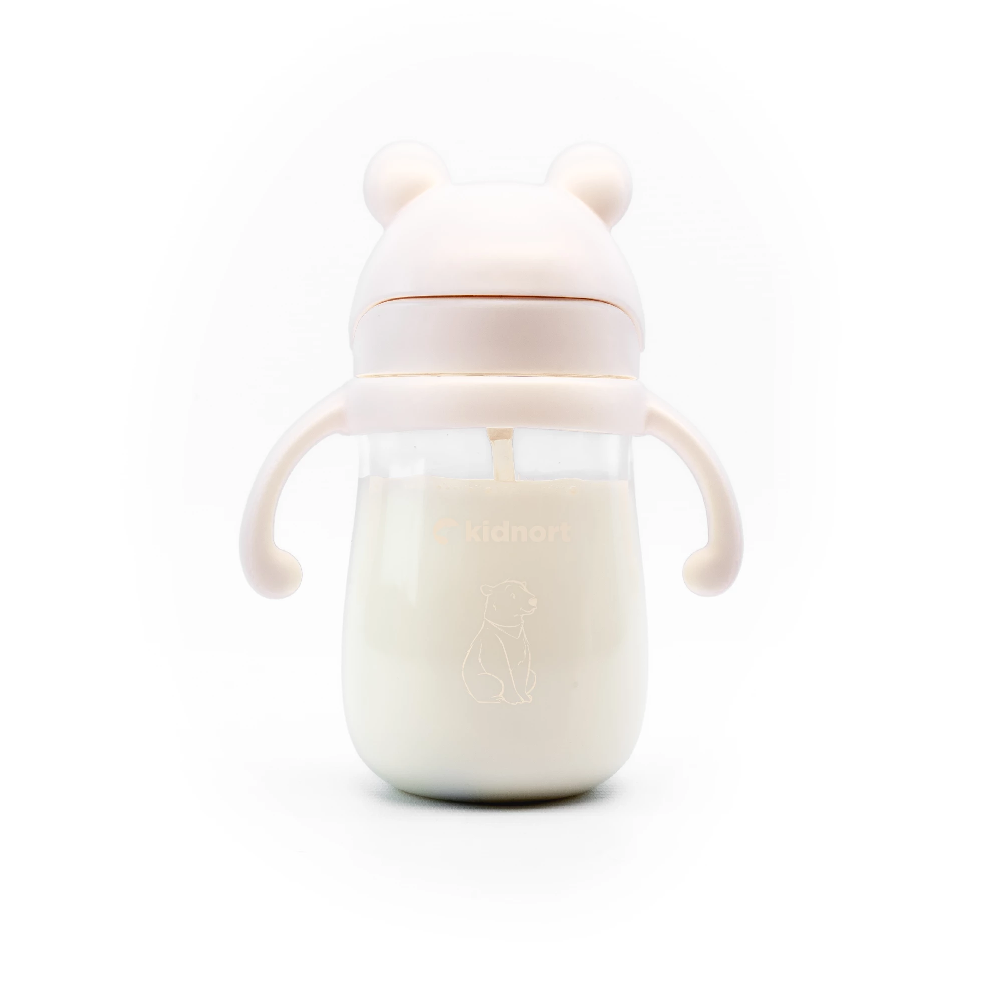 Bidon ze słomką 240ml Bringebaer różowa, od 6M+
