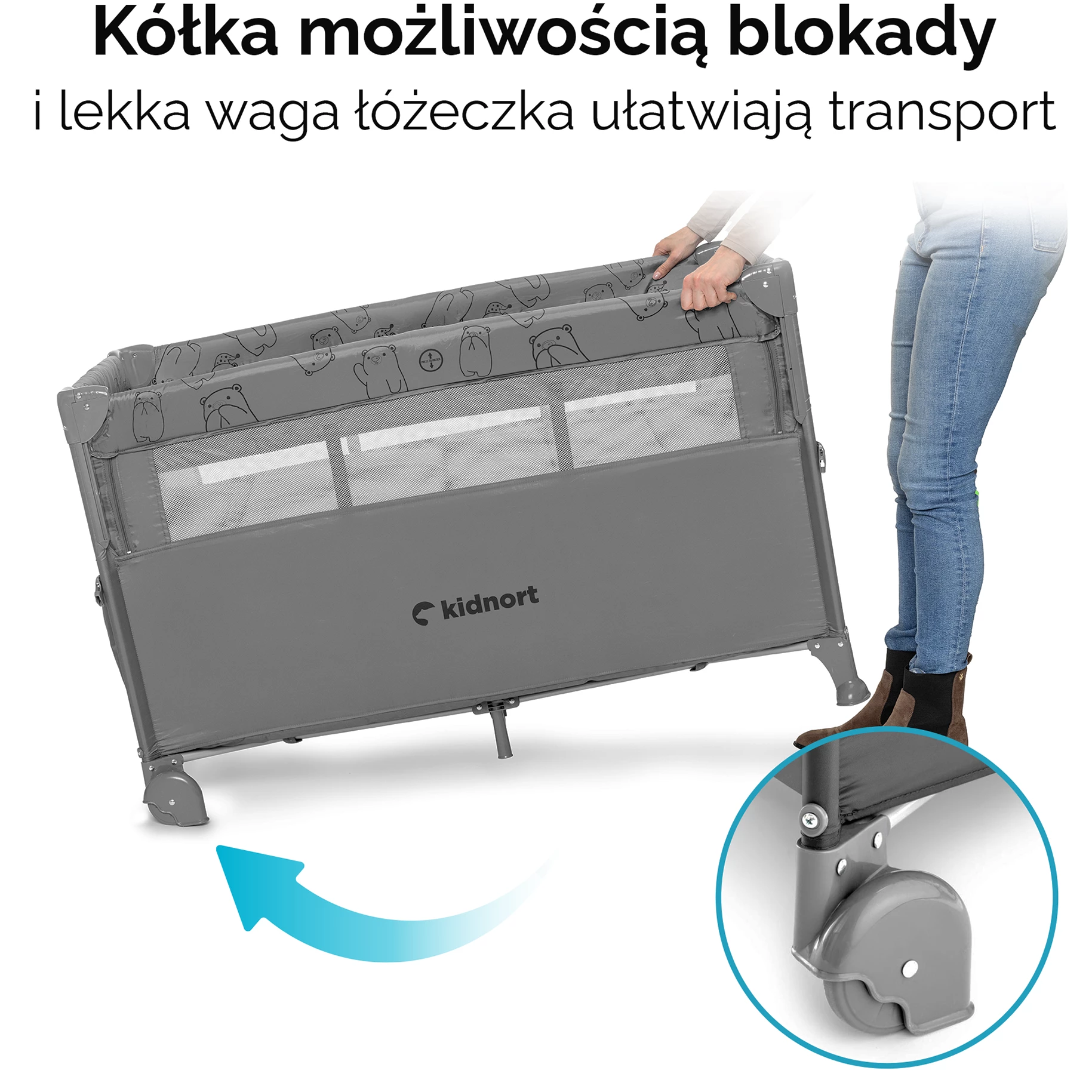 3Łóżeczko turystyczne Näste jasnoszare