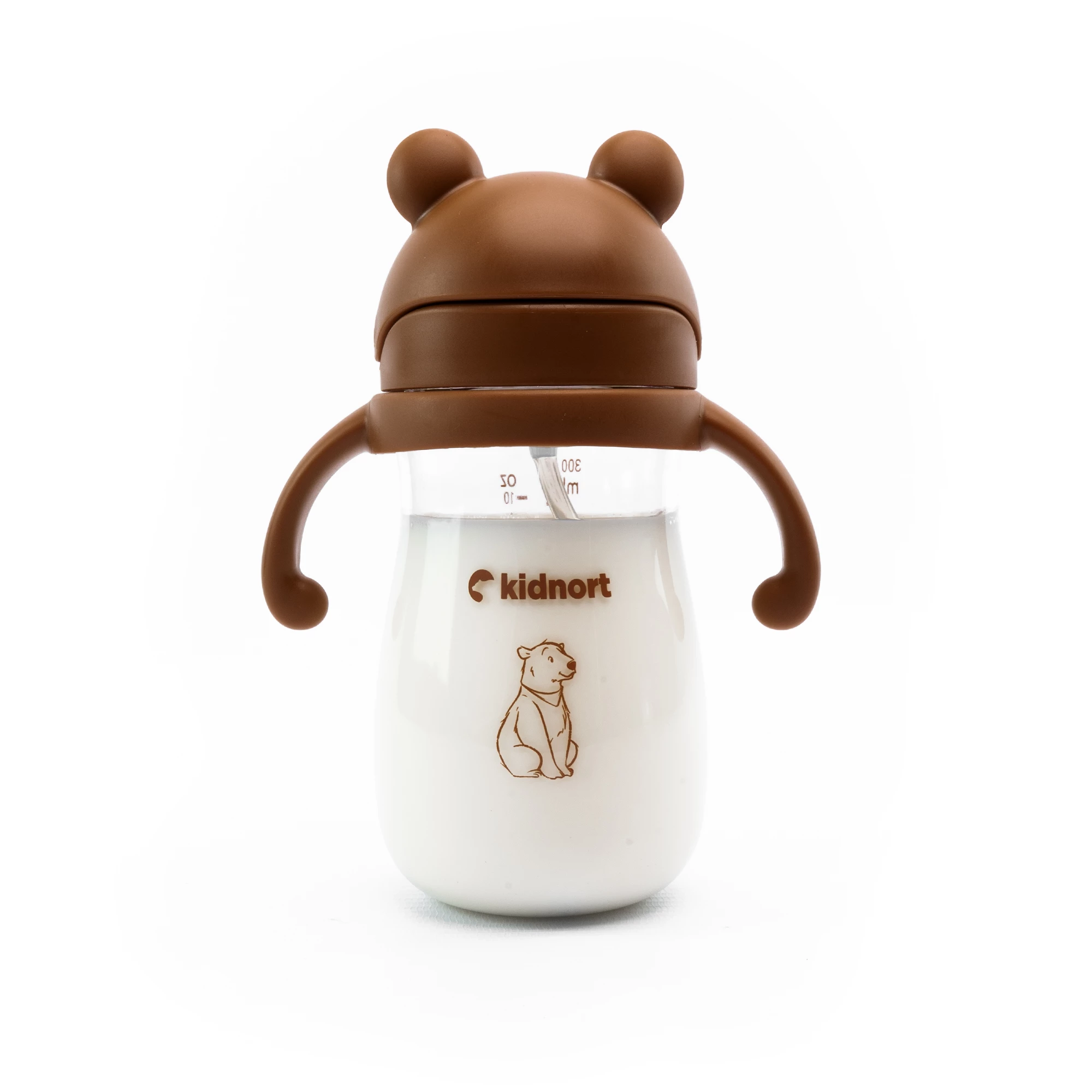 Bidon ze słomką 300ml Bringebaer brązowa, od 6M+