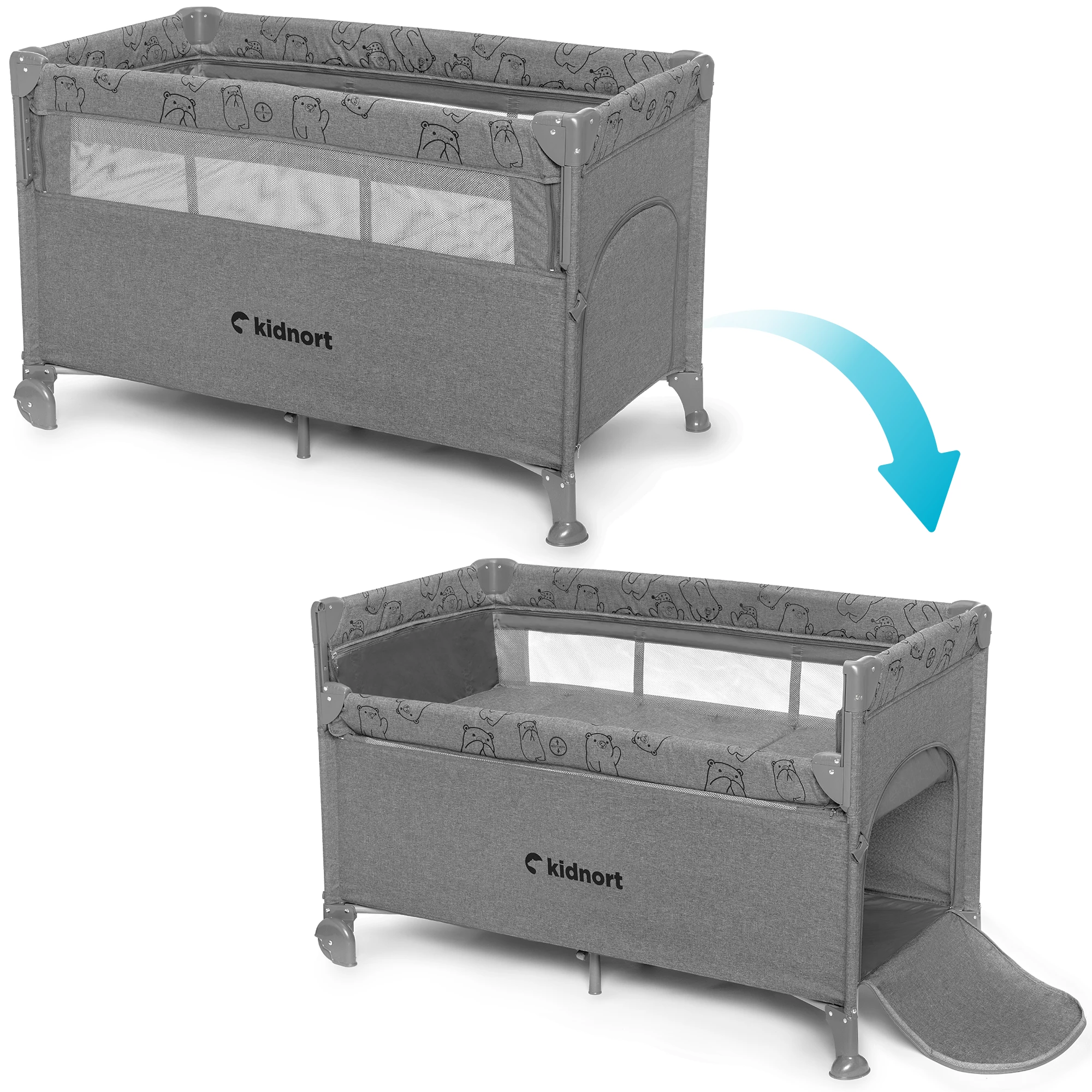 5Łóżeczko turystyczne Livsmiljö jasnoszare