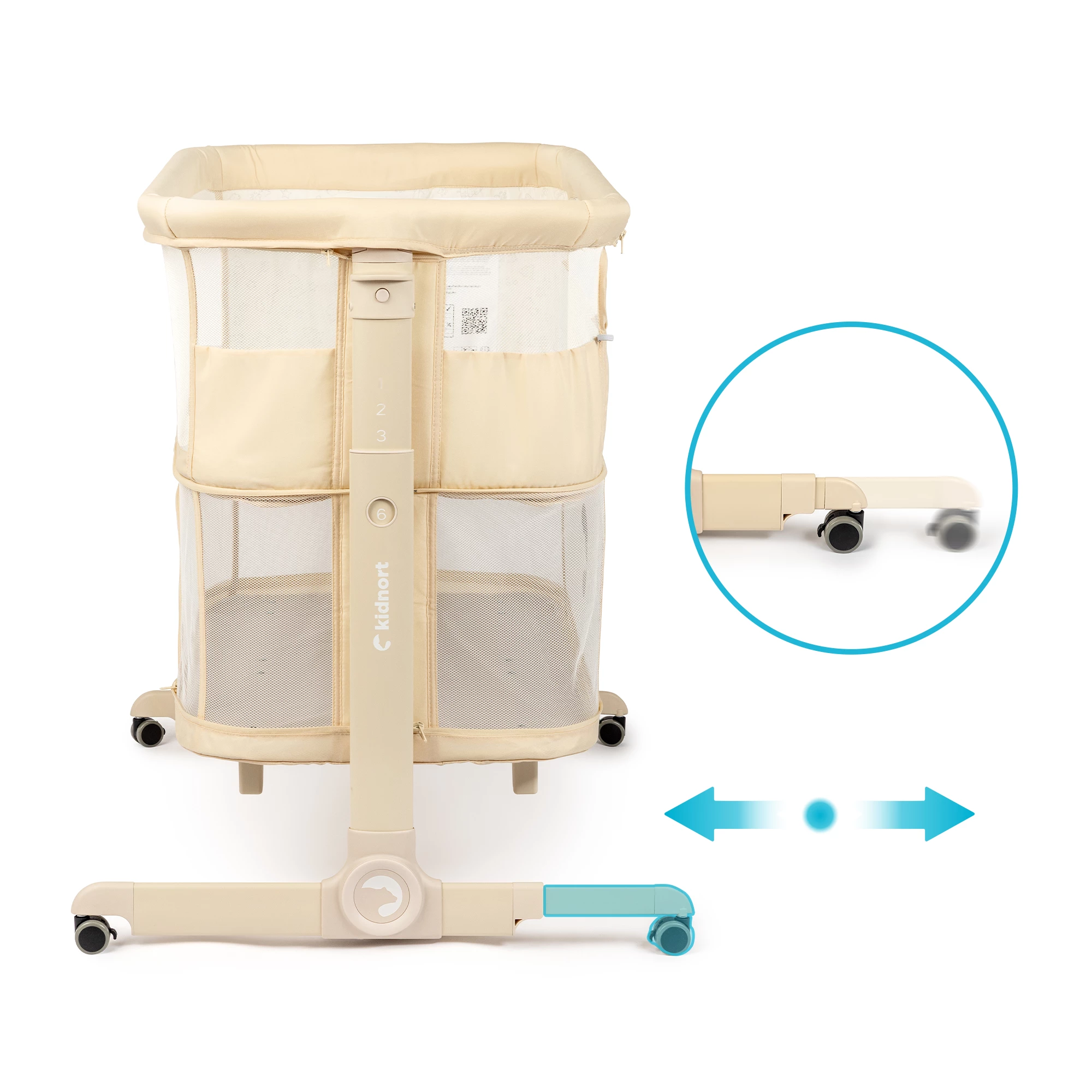 8Łóżeczko wielofunkcyjne, dostawne, 3w1 Snäckskal Unique Beżowe