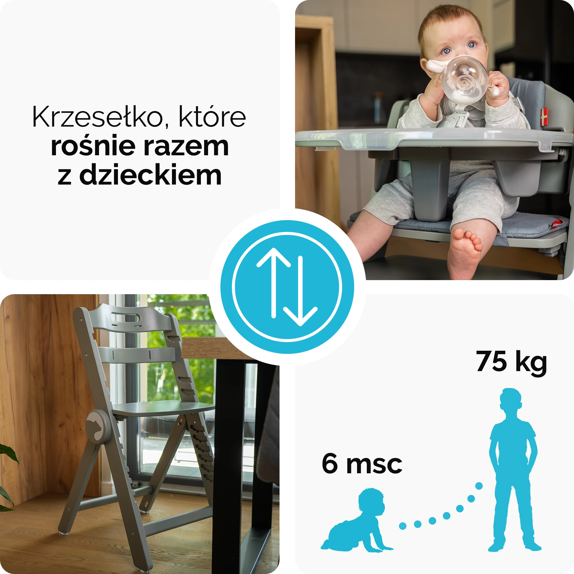4Krzesełko do karmienia Drömmer Unique szare