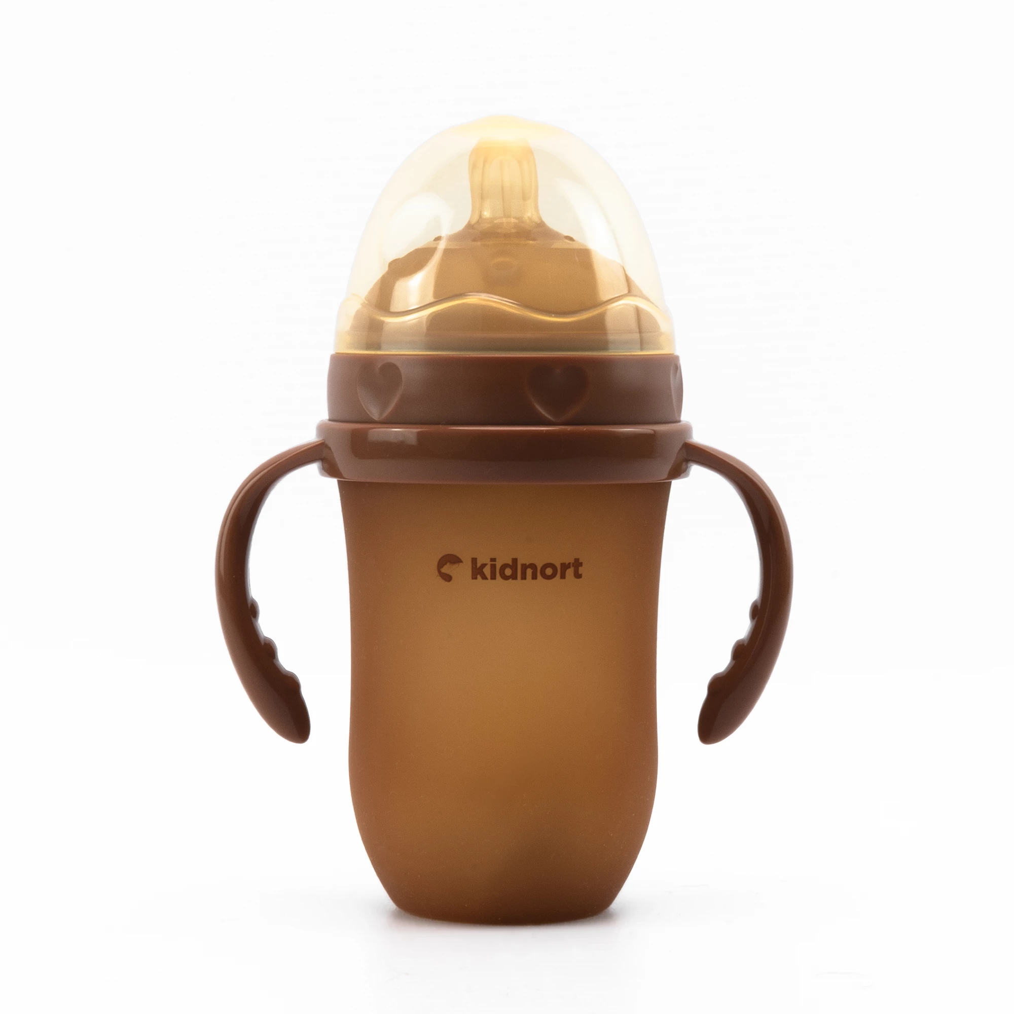 Silikonowa butelka do karmienia Eple 250ml brązowa, od 6M+