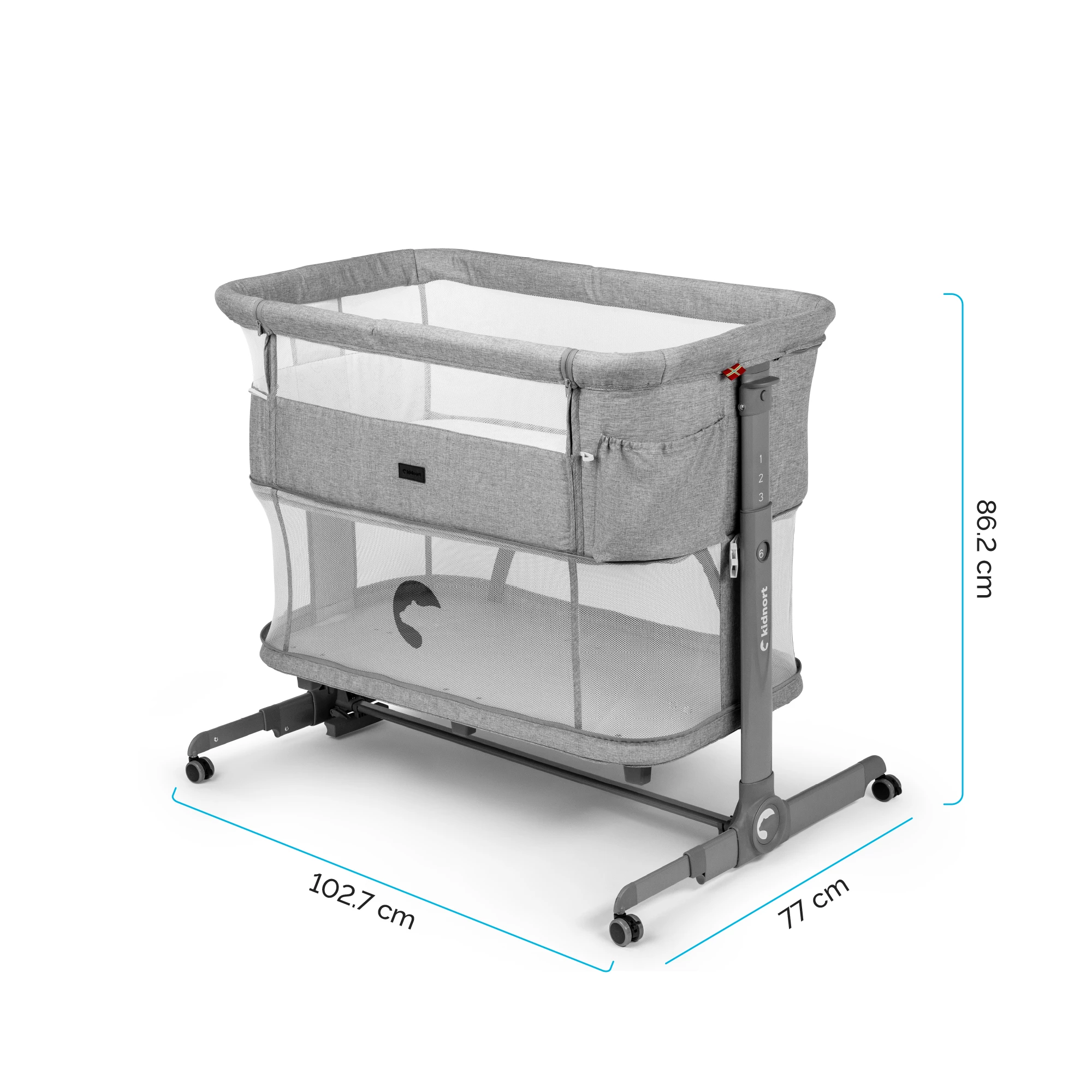 14Łóżeczko wielofunkcyjne, dostawne, 3w1 Snäckskal Unique Szare