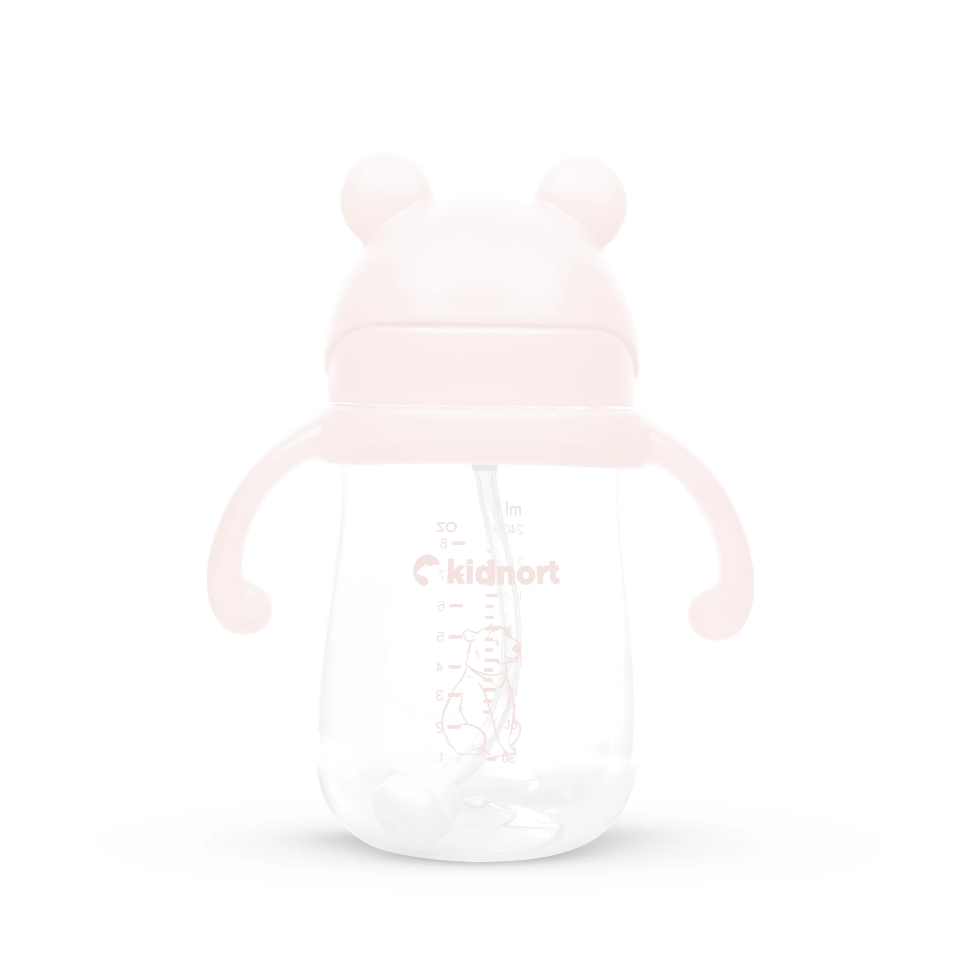 0Bidon ze słomką 240ml Bringebaer różowa, od 6M+