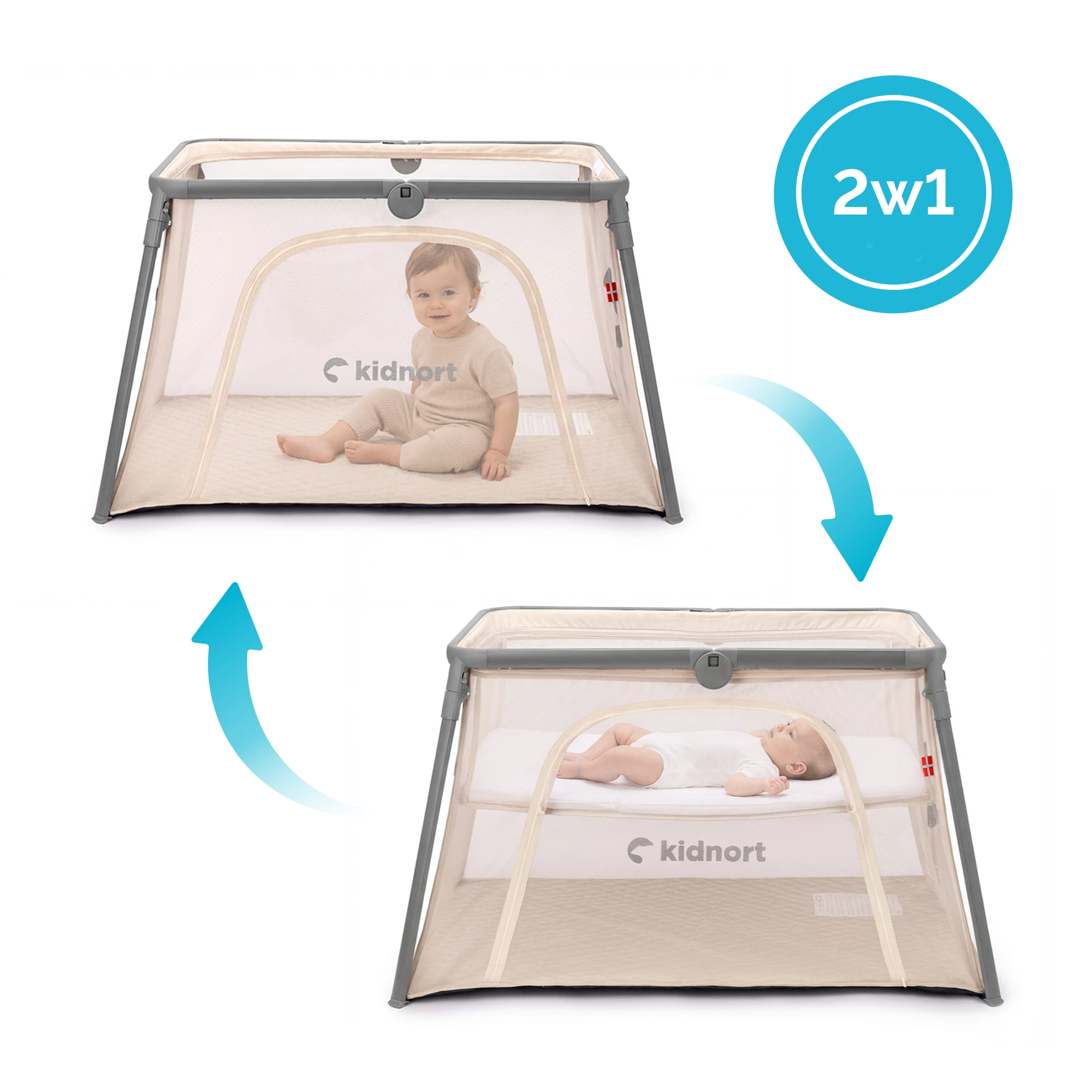 3Łóżeczko turystyczne 2w1 Bleke Unique Beżowe