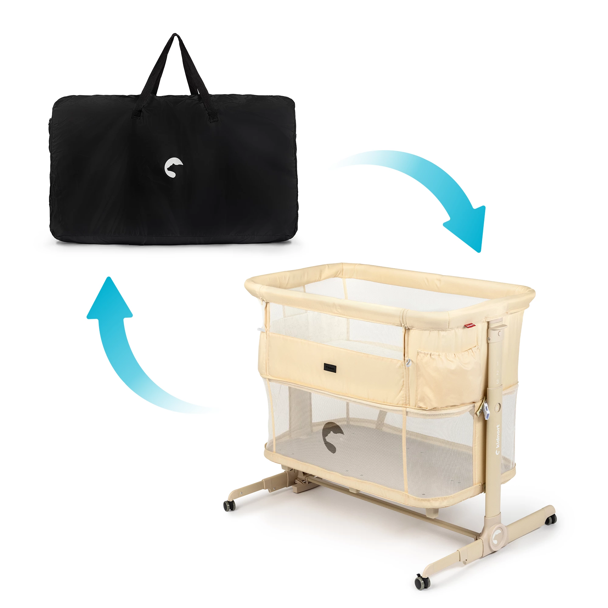 13Łóżeczko wielofunkcyjne, dostawne, 3w1 Snäckskal Unique Beżowe