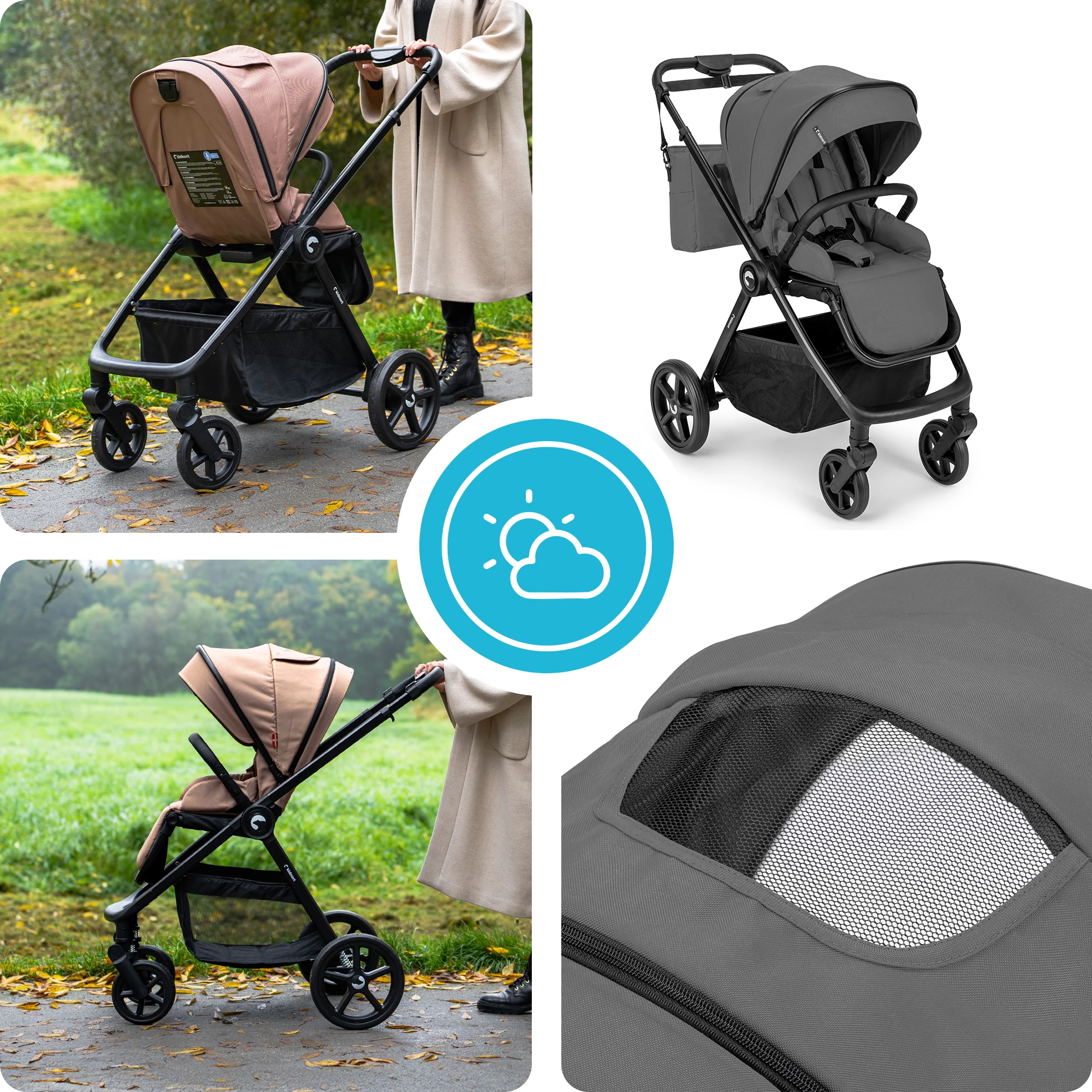 10Wózek wielofunkcyjny Älskar 2w1 spacerówka + gondola szara